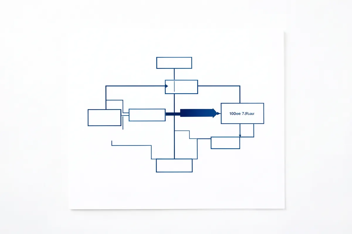 Um diagrama de fluxo com caixas conectadas por setas em um fundo branco.