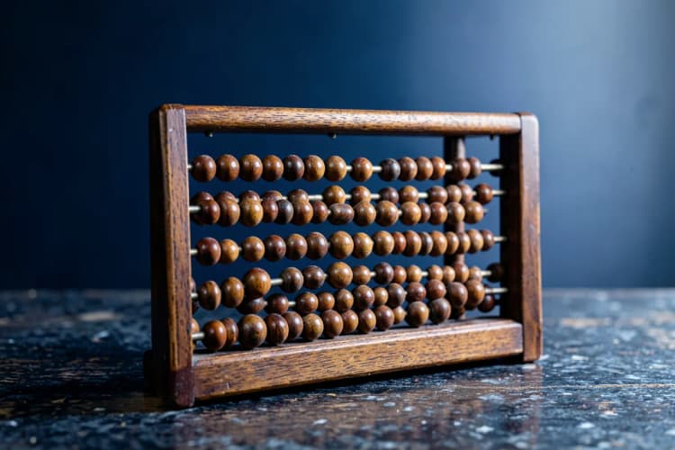 Calculadora e gráficos financeiros em uma mesa.