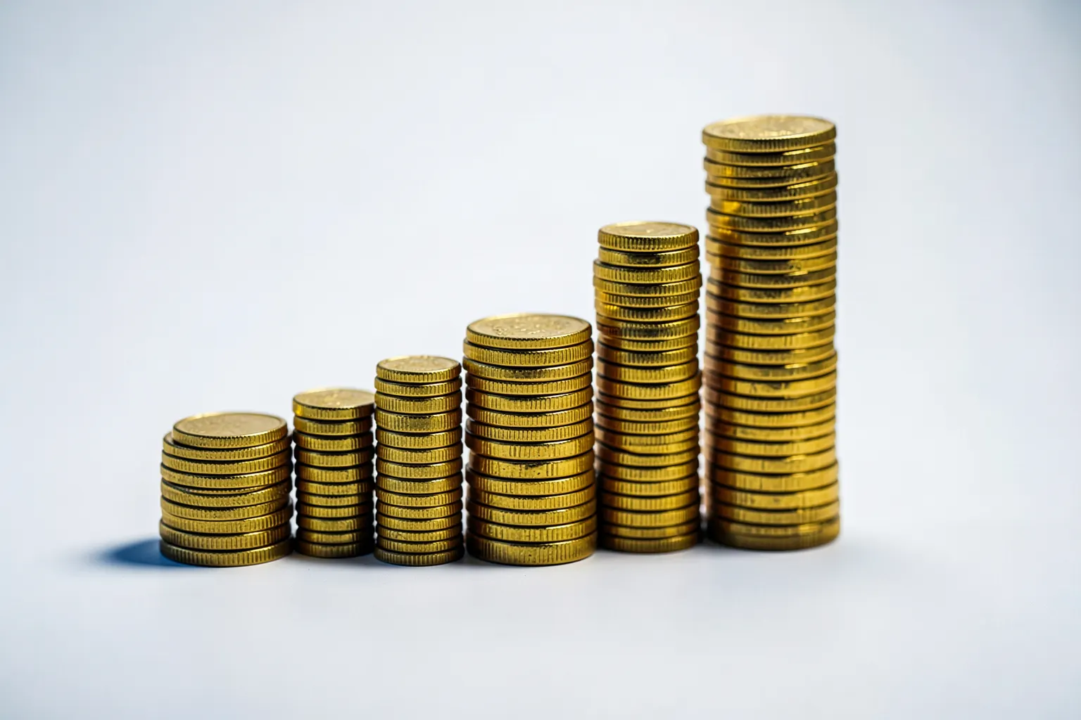 Um gráfico de barras ascendente com moedas de ouro caindo ao redor, em um fundo escuro e texturizado.